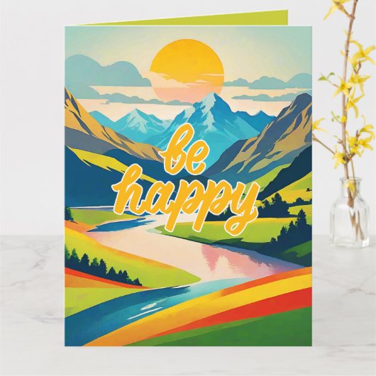 Retro-Bergwelt Karte (Gelbe Blume)