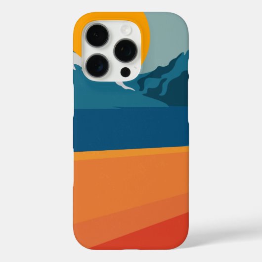 Retro Bergwelt Kunstwerk Orange Blau Case-Mate iPhone Hülle (Rückseite)