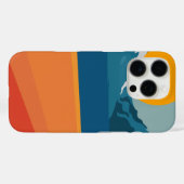 Retro Bergwelt Kunstwerk Orange Blau Case-Mate iPhone Hülle (Rückseite (Horizontal))
