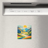 Retro-Bergwelt Magnet (In Situ (Geschirrspüler))