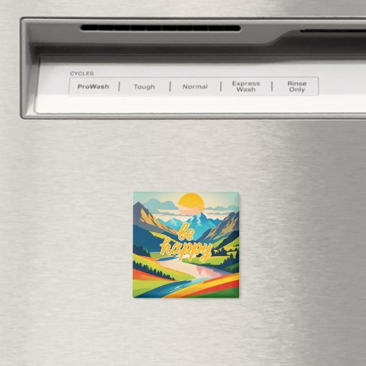 Retro-Bergwelt Magnet (In Situ (Geschirrspüler))