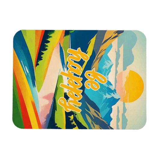 Retro-Bergwelt Magnet (Horizontal)