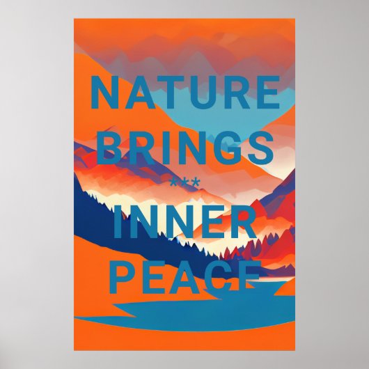 Retro-Bergwelt mit See Poster (Vorne)