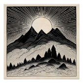 Retro-Bergwelt Poster (Vorderseite)