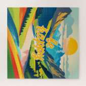 Retro-Bergwelt Puzzle (Horizontal)