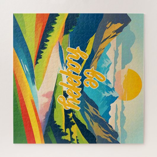 Retro-Bergwelt Puzzle (Horizontal)