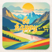 Retro-Bergwelt Rechteckiger Pappuntersetzer (Vorderseite)