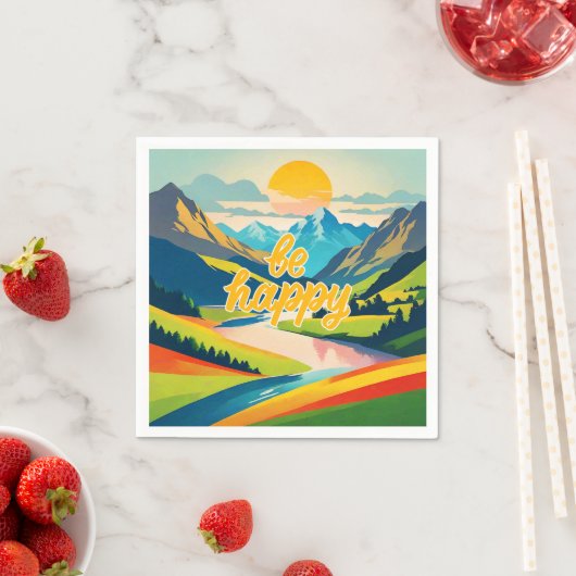 Retro-Bergwelt Serviette (Beispiel)