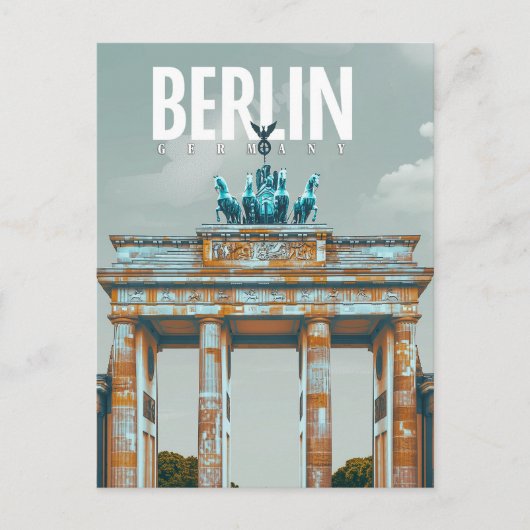 Retro Berlin: Brandenburger Tor Reise Postkarte (Vorderseite)