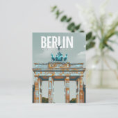 Retro Berlin: Brandenburger Tor Reise Postkarte (Stehend Vorderseite)