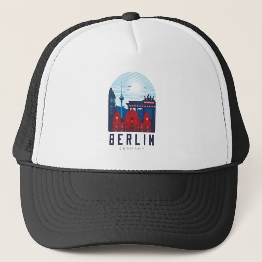 Retro Berlin Skyline Deutschland Truckerkappe (Vorderseite)