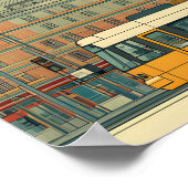 Retro-Berlin-Skyline-Reiseposter | Bauhaus  Poster (Ecke)