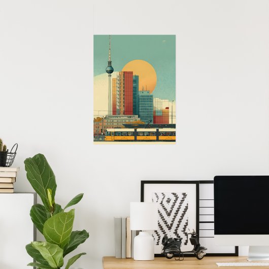Retro-Berlin-Skyline-Reiseposter | Bauhaus  Poster (Heimbüro)