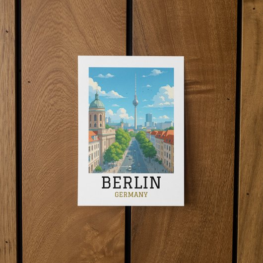 Retro Berlin Skyline TV Tower Skyline View Postkarte