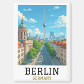 Retro-Berliner Skyline-Fernsehturm-Skyline-Ansicht Magnet (Vorderseite)