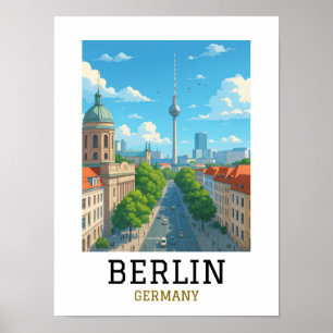 Retro-Berliner Skyline-Fernsehturm-Skyline-Ansicht Poster
