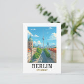 Retro-Berliner Skyline-Fernsehturm-Skyline-Blick Postkarte (Stehend Vorderseite)
