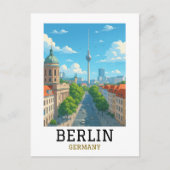 Retro-Berliner Skyline-Fernsehturm-Skyline-Blick Postkarte (Vorderseite)