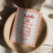 Retro Berry 1. Gezeichnet Strawberry Foto Geburtst Einladung