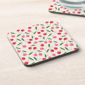 Retro Berry Cherry Getränk Kunststoff Untersetzer (Linke Seite)
