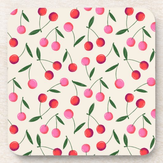 Retro Berry Cherry Getränk Kunststoff Untersetzer (Vorderseite)