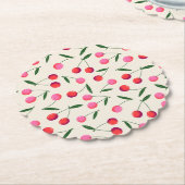 Retro Berry Cherry Party Paper Untersetzer (angewinkelt)