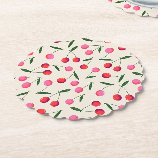 Retro Berry Cherry Party Paper Untersetzer (angewinkelt)
