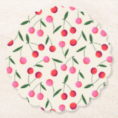Retro Berry Cherry Party Paper Untersetzer (Vorderseite)