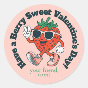 Retro Berry Sweet Strawberry Valentine Sticker