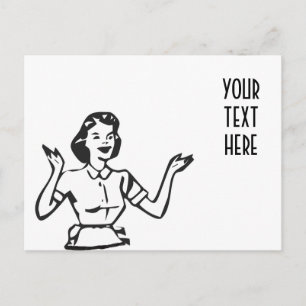 Retro beschäftigte Hausfrau Postkarte