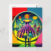 Retro Besichtigung des Pops Circus Art Postkarte (Vorne/Hinten)