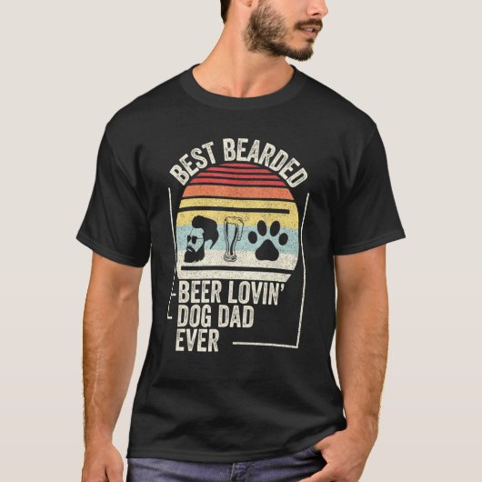Retro Best Bearded Biere Lovin Dog Vater Ever Pet T-Shirt (Vorderseite)