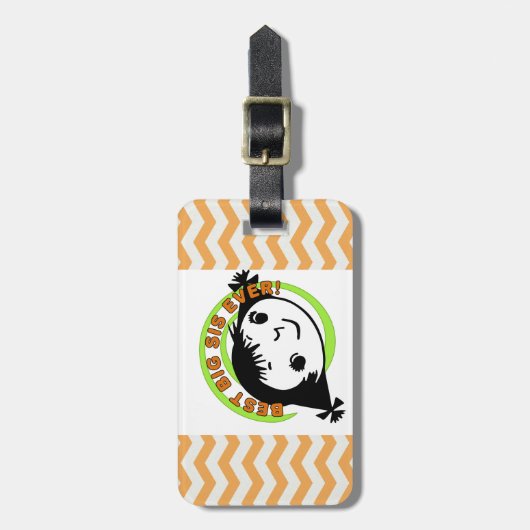 Retro Best Big Sis Ever Gepäckanhänger (Vorderseite vertikal)