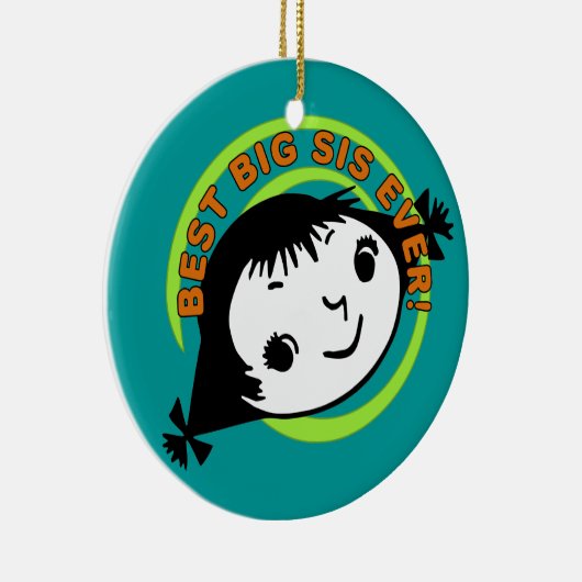 Retro Best Big Sis Ever Keramikornament (Rechts)