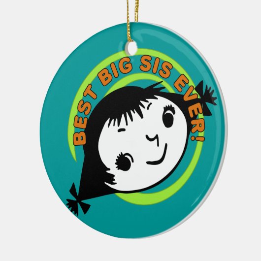 Retro Best Big Sis Ever Keramikornament (Links)