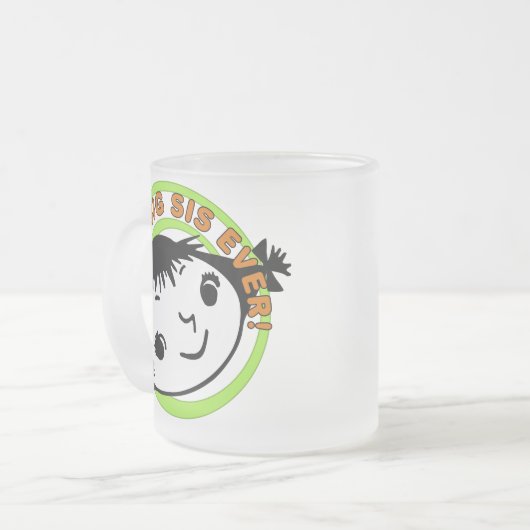 Retro Best Big Sis Ever Mattglastasse (Vorderseite Links)