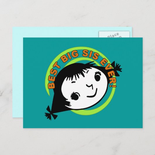 Retro Best Big Sis Ever Postkarte (Vorne/Hinten)