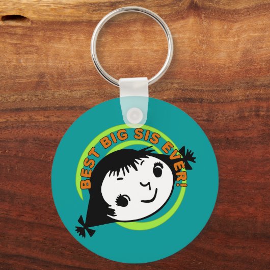Retro Best Big Sis Ever Schlüsselanhänger (Vorderseite)