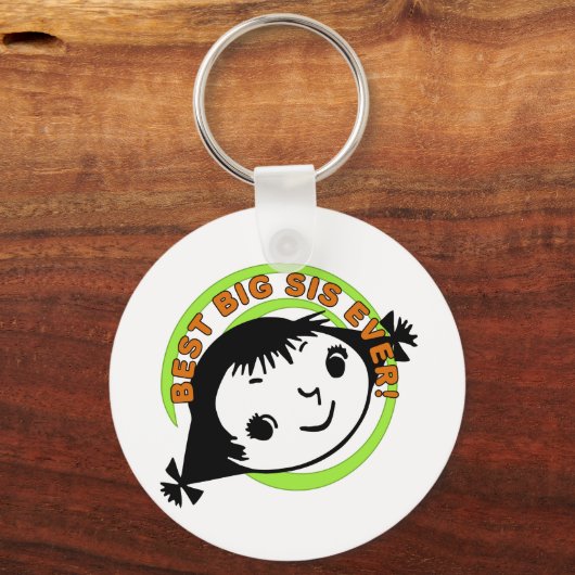 Retro Best Big Sis Ever Schlüsselanhänger (Vorderseite)