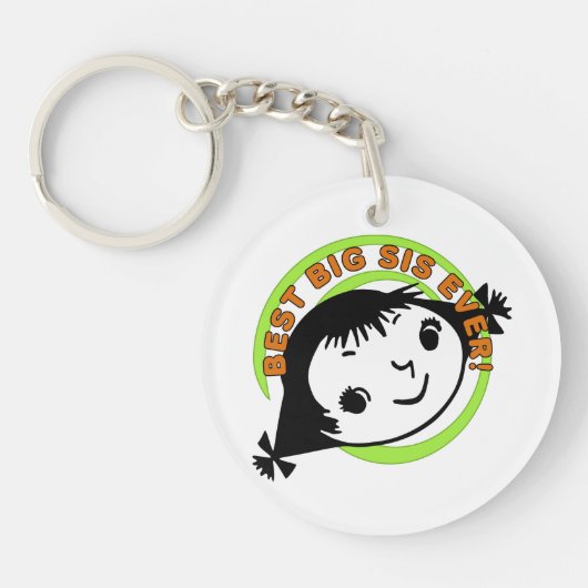 Retro Best Big Sis Ever Schlüsselanhänger (Vorderseite)