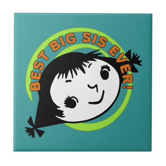 Retro Best Big Sister Ever Fliese (Vorderseite)
