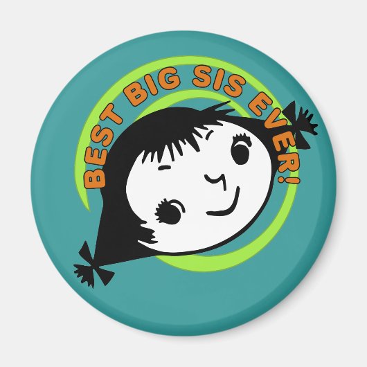 Retro Best Big Sister Ever Magnet (Vorne)