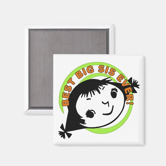 Retro Best Big Sister Ever Magnet (Vorderseite/Rückseite)