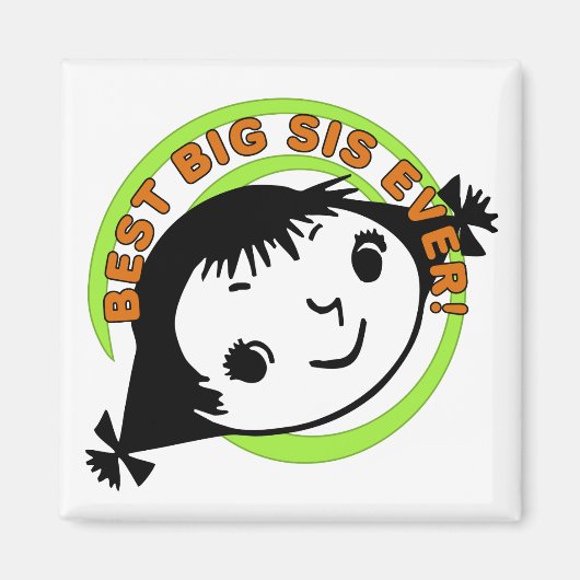 Retro Best Big Sister Ever Magnet (Vorne)