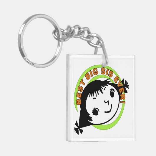Retro Best Big Sister Ever Schlüsselanhänger (Vorderseite links)