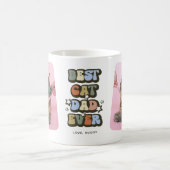 Retro Best Cat Vater je 2 Foto Kaffeetasse (Mittel)