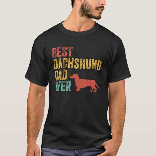 Retro Best Dackel Vater je Daddy Dog Lover Owne T-Shirt (Vorderseite)