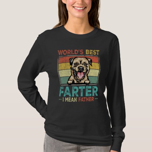 Retro Best Dad Ever Cool Border Terrier Dog Pet Lo T-Shirt (Vorderseite)