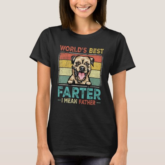 Retro Best Dad Ever Cool Border Terrier Dog Pet Lo T-Shirt (Vorderseite)