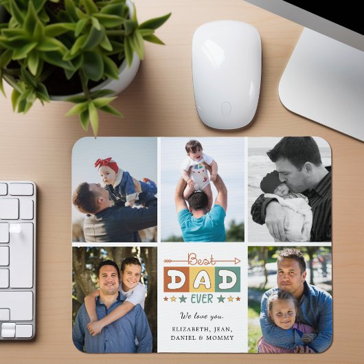 Retro Best Dad Ever Custom Photo Collage Mousepad
